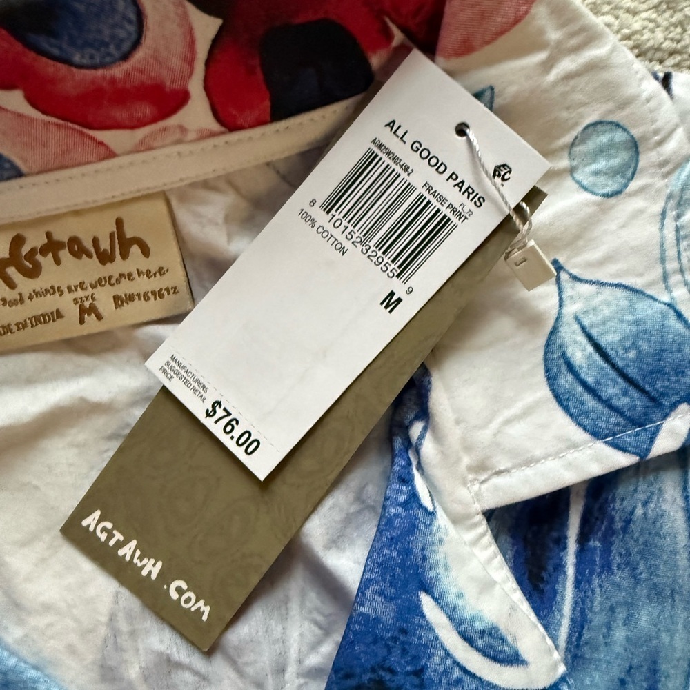 Men's Blue and Pink Floral Casual Shirt - Picture 5 of 5